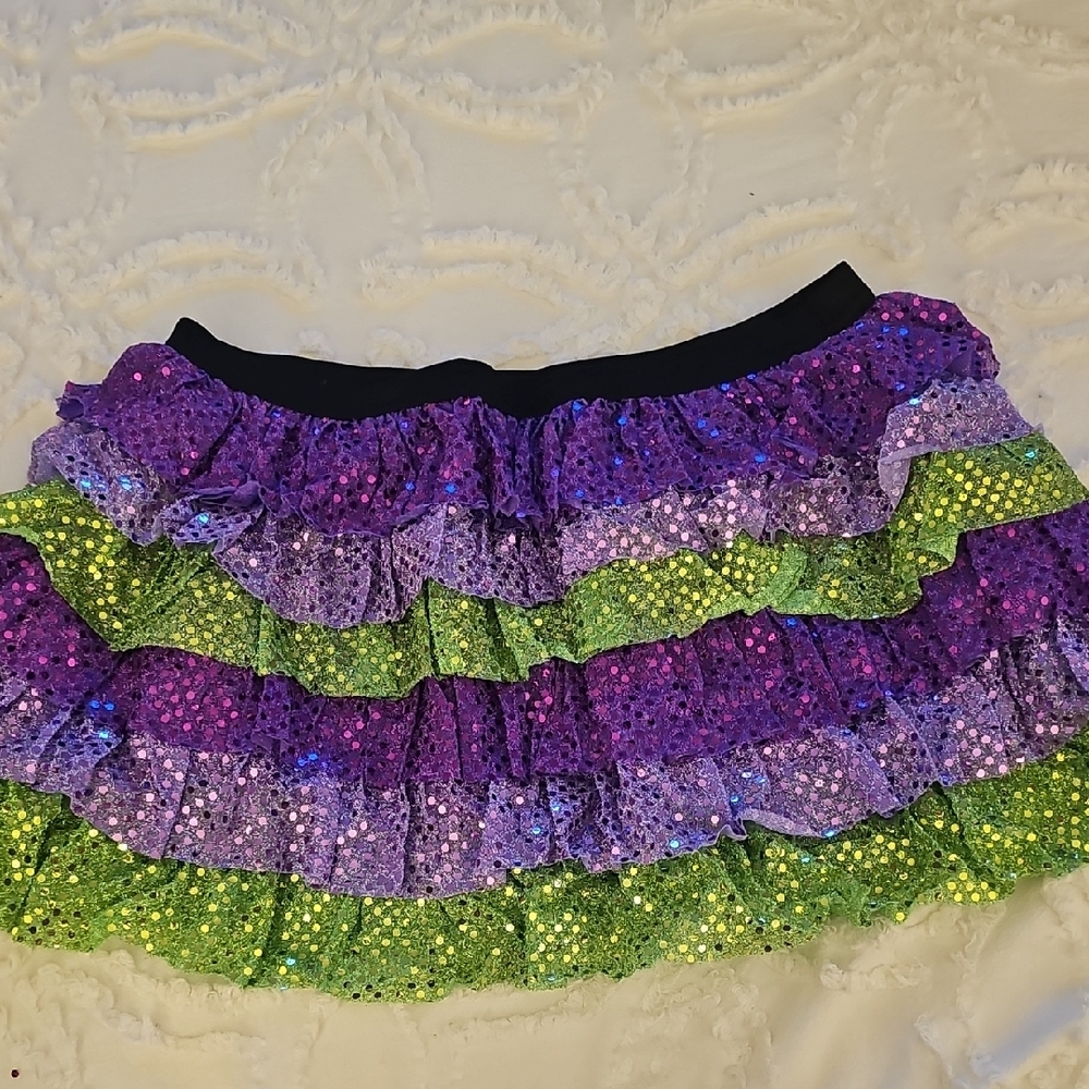 New SPARKLE ATHLETIC  Sequin Ruffle Running Skirt